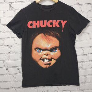 Chucky Graphic T-Shirt Black Horror Movie Merch Unisex Cotton Size M Flaw
